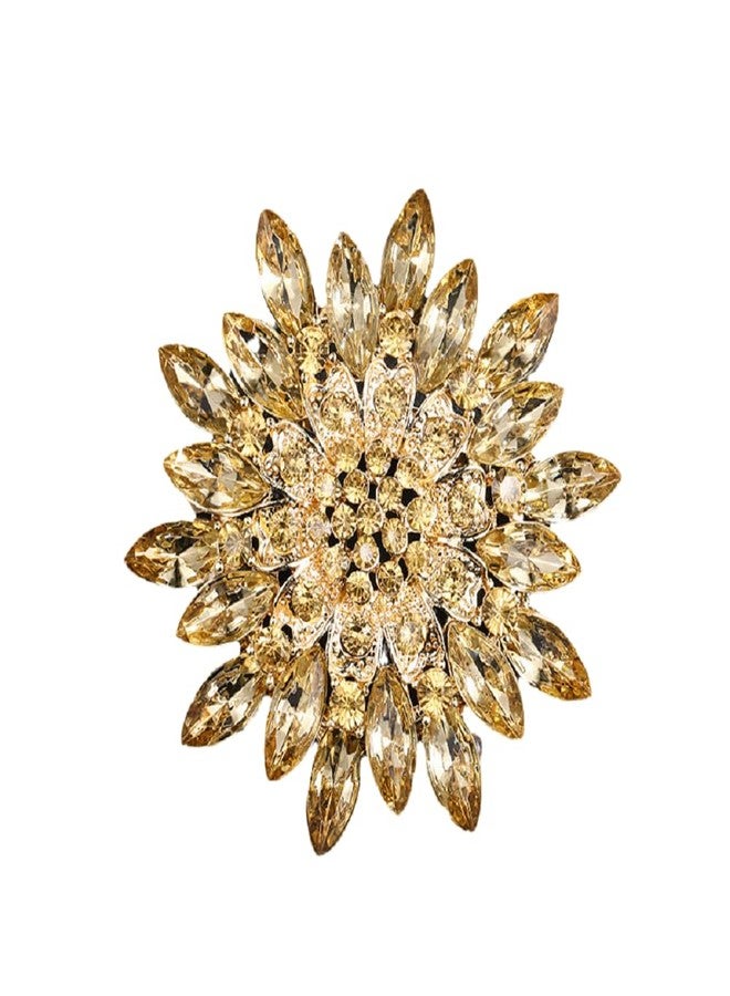 DATOA Sunflower Rhinestone Brooch for Women Daisy Brooch Pins with Crystal Flower Accessory Pins Jewelry Birthday Gift Colorful Crystal Sunflower Brooch Pin for Dress Hat Decoration - Gold - Image 1